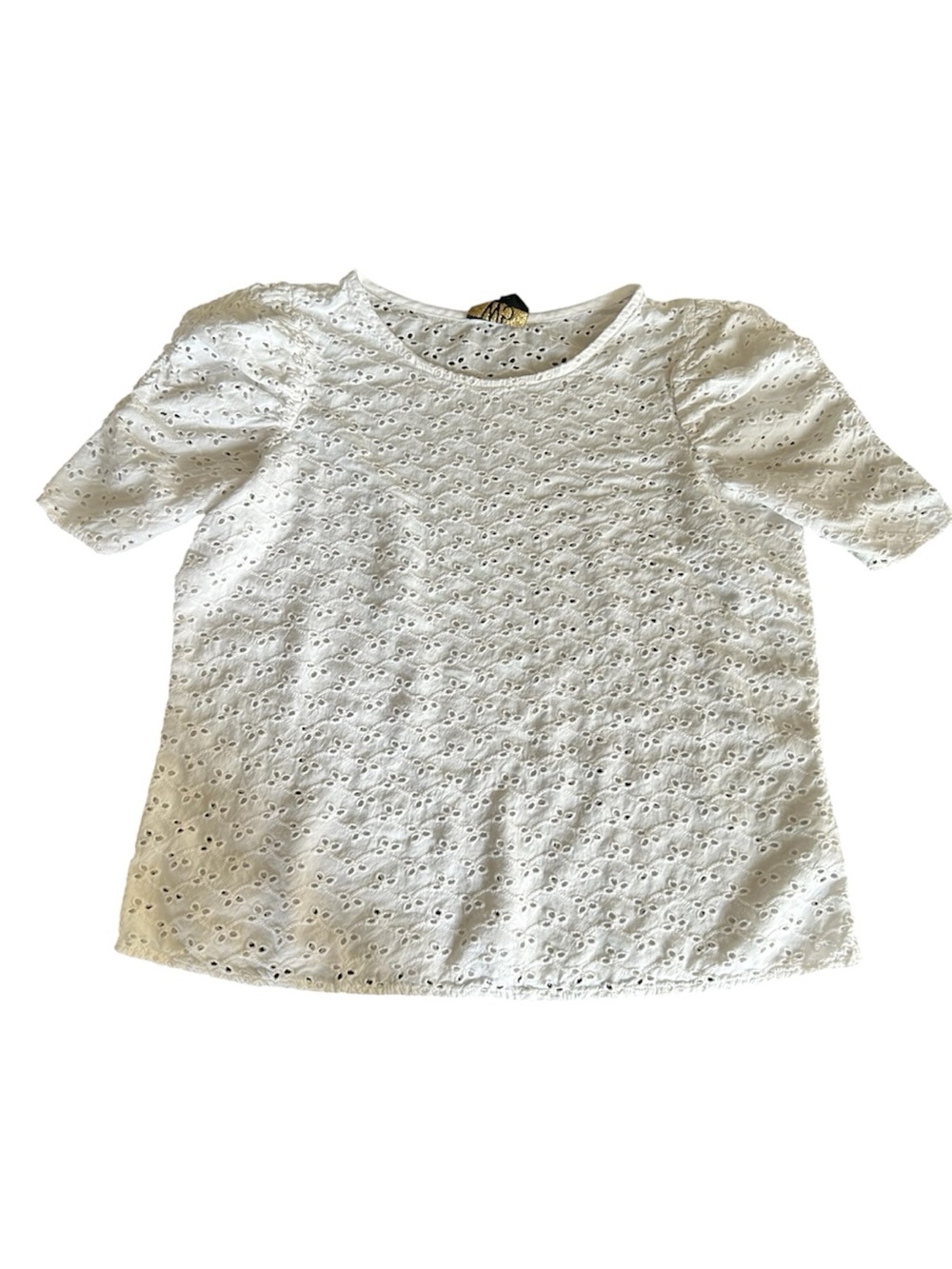 W5 white eyelet short sleeve blouse